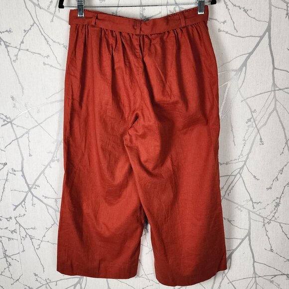 Banana Republic Linen Cotton Blend Belted Rowan Wide Leg Crop Pants - Picture 2 of 4